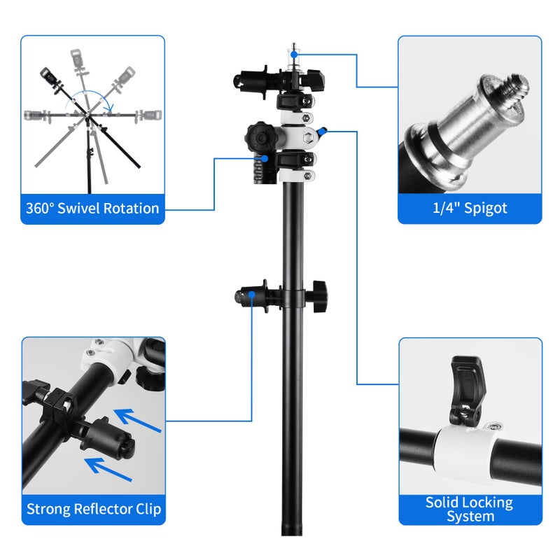 Selens Telescopic Reflector Holder Extendable Boom Arm 360 Degree Swivel with Adjustable Length for Photo Studio Product and Portrait Photography - Image 4